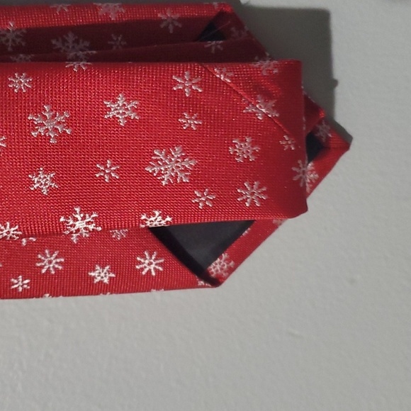 Bespoke accessory men's tie size one size holiday red snowflake snowflakes - Picture 7 of 11